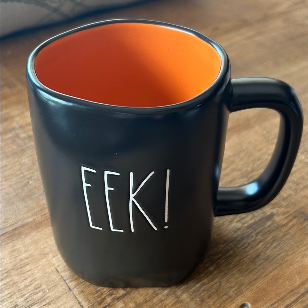 Rae Dunn Black Mug with Orange Interior - EEK!
